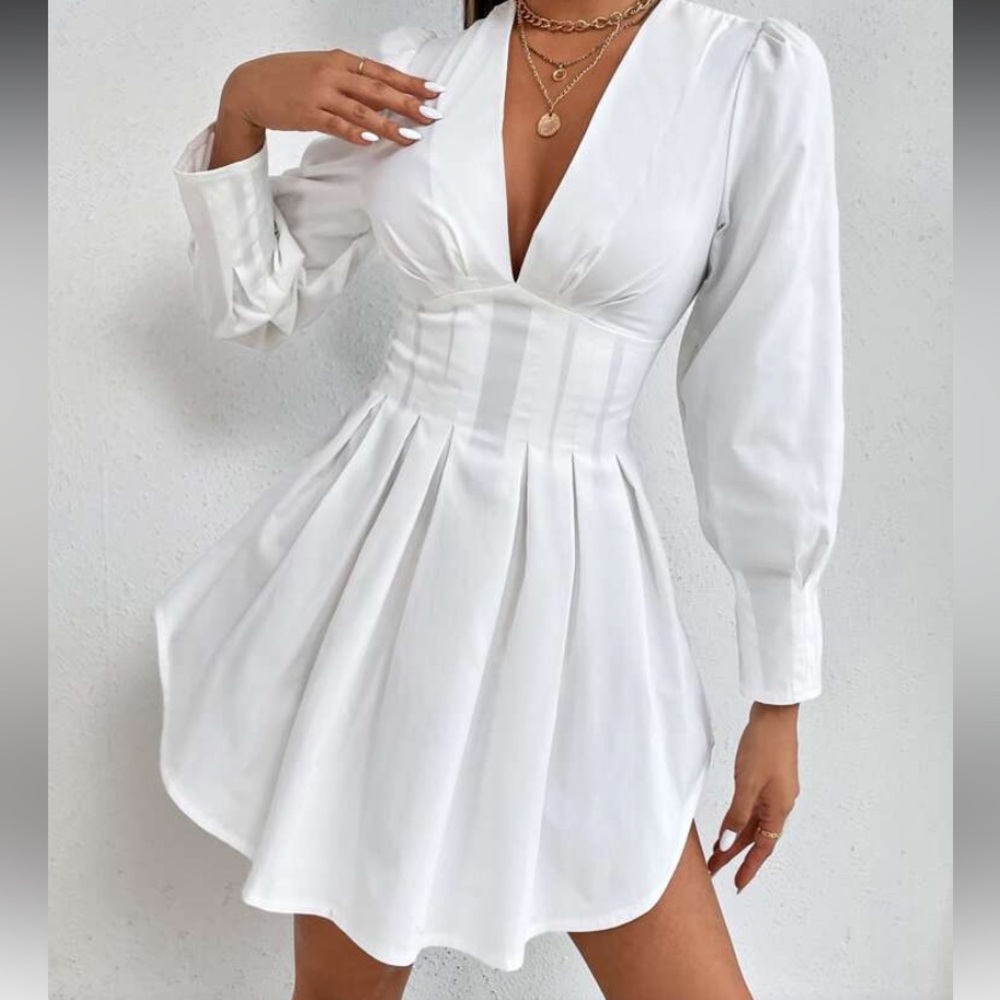 SHEIN Elegant Cream Shirt Dress